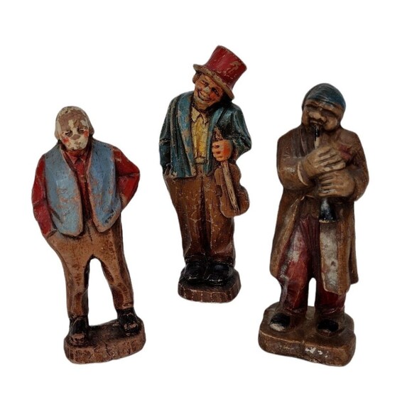 Syrocco Burwood Vintage 30s 40s Resin Hobo Folk Art Musicians Figurines - Picture 1 of 9